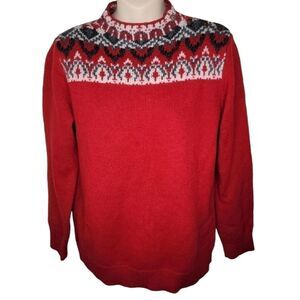 Coldwater Creek fair isle Islandic wool blend mock neck sweater medium